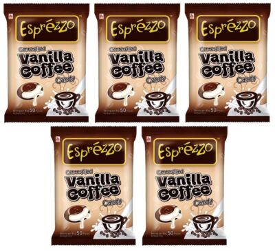 5er Pack Esprézzo Kaffee Bonbons mit Vanille-Geschmack (5x 150g) | Coffee Candy