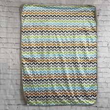 Just Born Baby Security Blanket Lovey Orange Brown Blue Chevron Sherpa Blanket