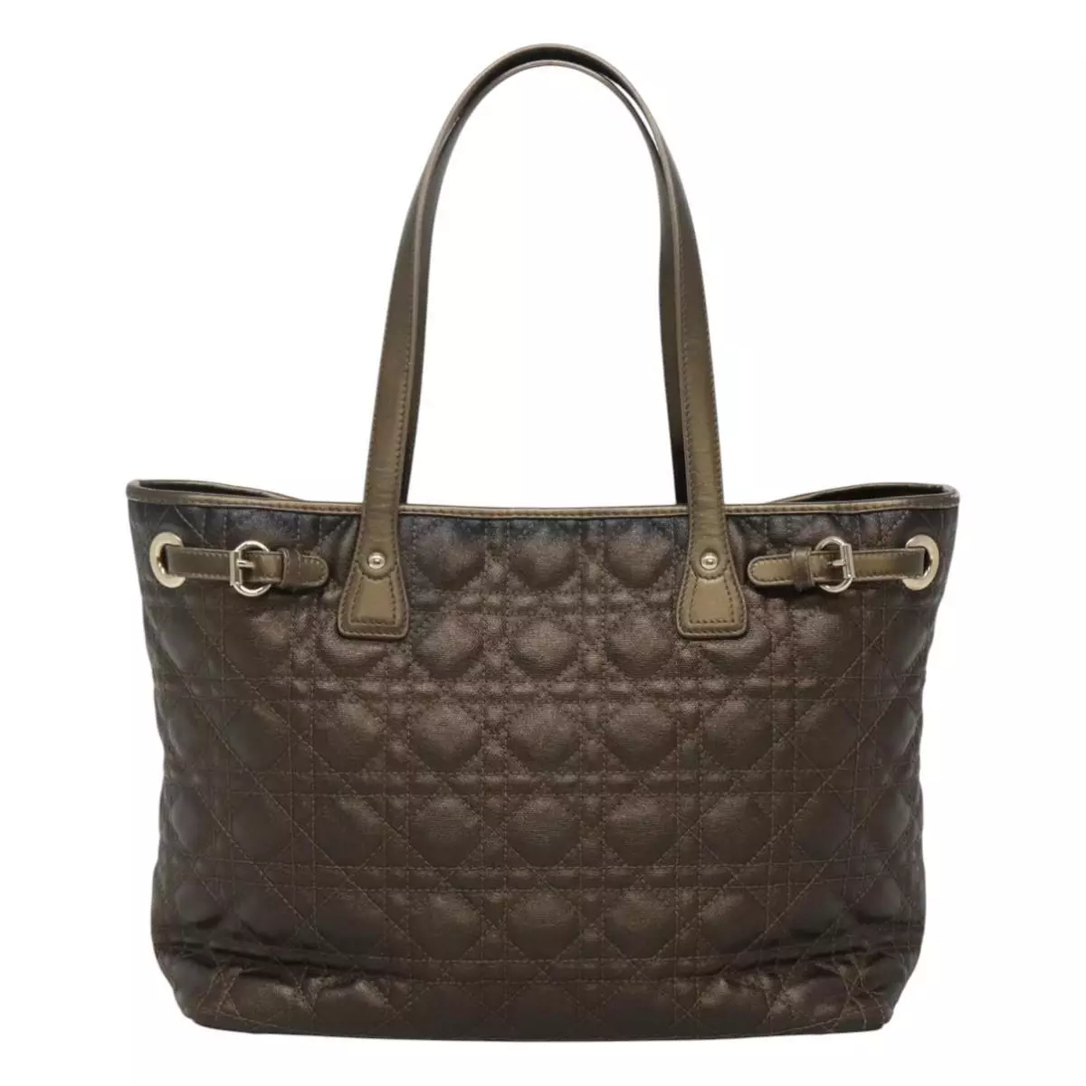 Sac fourre tout Christian Dior Canage toile enduite marron or authentique ep7834