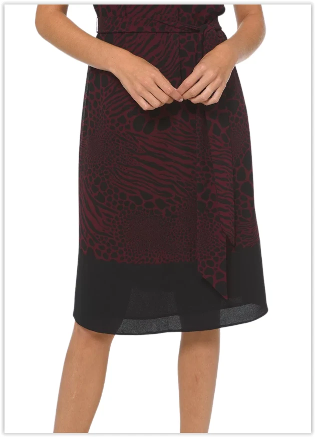 Abito Michael Kors nuovo con etichette stampa animalier catena cambio rosso rubino scuro medio MF0802JFDN