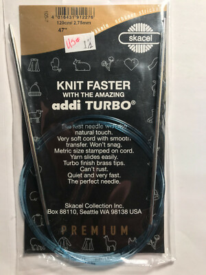 addi Turbo  Circular Knitting Needles Skacel USA US 1.5 (2.75mm), 47 inch (120cm