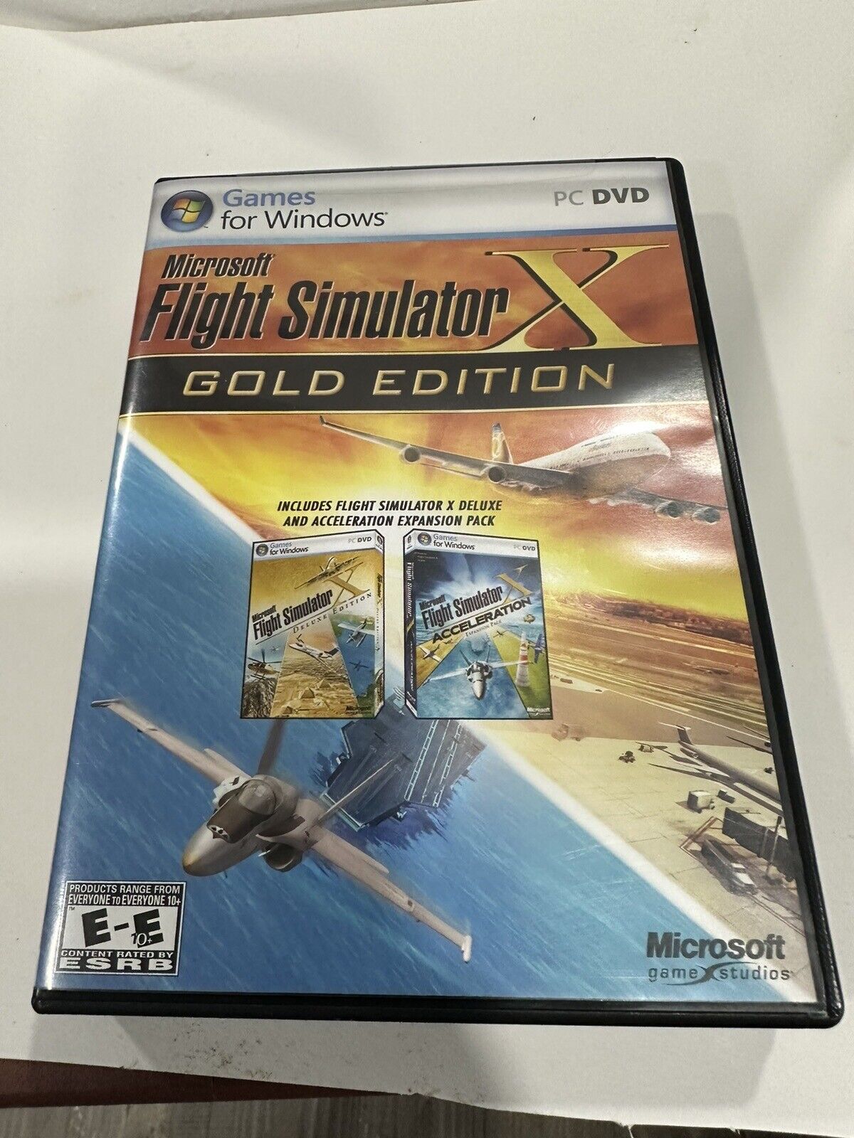 Microsoft FLIGHT SIMULATOR X Deluxe Edition WITH KEY PC DVD Nice Condition