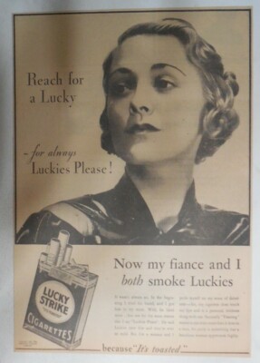 Lucky Strike Cigarette Ad: For Always Luckies Please 1930's Size: 11 x 15 inches