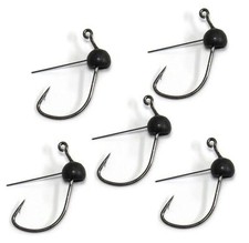 Harmony Fishing - Tungsten Weedless Wacky Jigheads 5 Pack Black Finesse jig h...