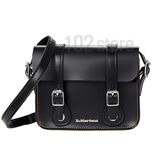 7 Inch Leather Crossbody Bag in Black