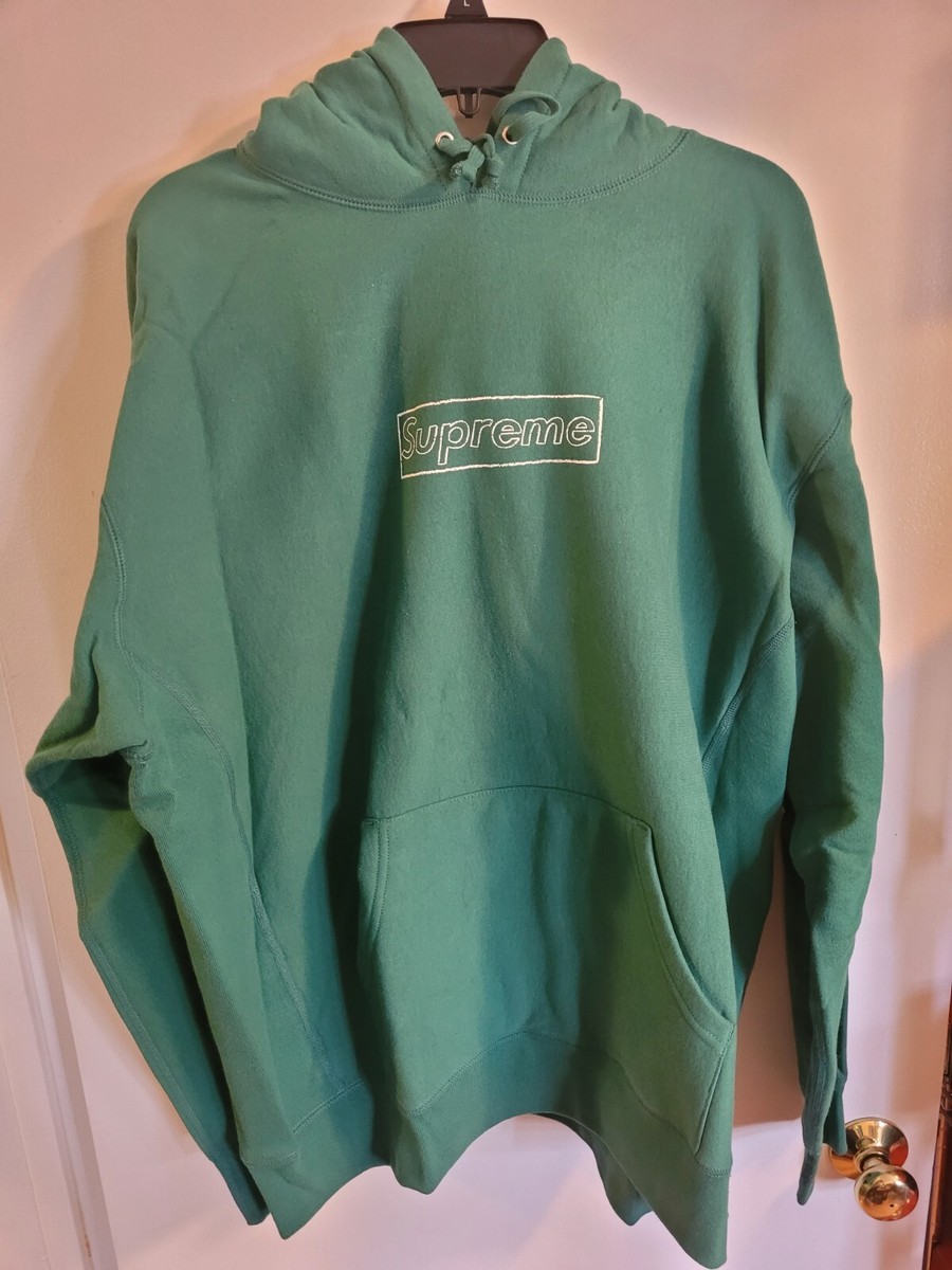 Supreme Kaws Chalk Box Logo Hoodie Sweatshirt Authentic - Green