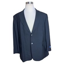 Stafford Men s 52R Black Poly Wool 2 Pewter Button Single Vent Blazer NWOT