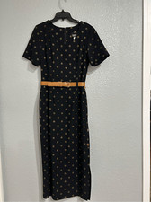 Vintage 70 s Dress Classic Executive Tailored Form Fitting Side buttons back zip