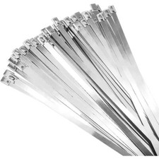 100pcs Metal Zip Ties Stainless Steel Heavy Duty Self-locking Cable Ties Lock Us