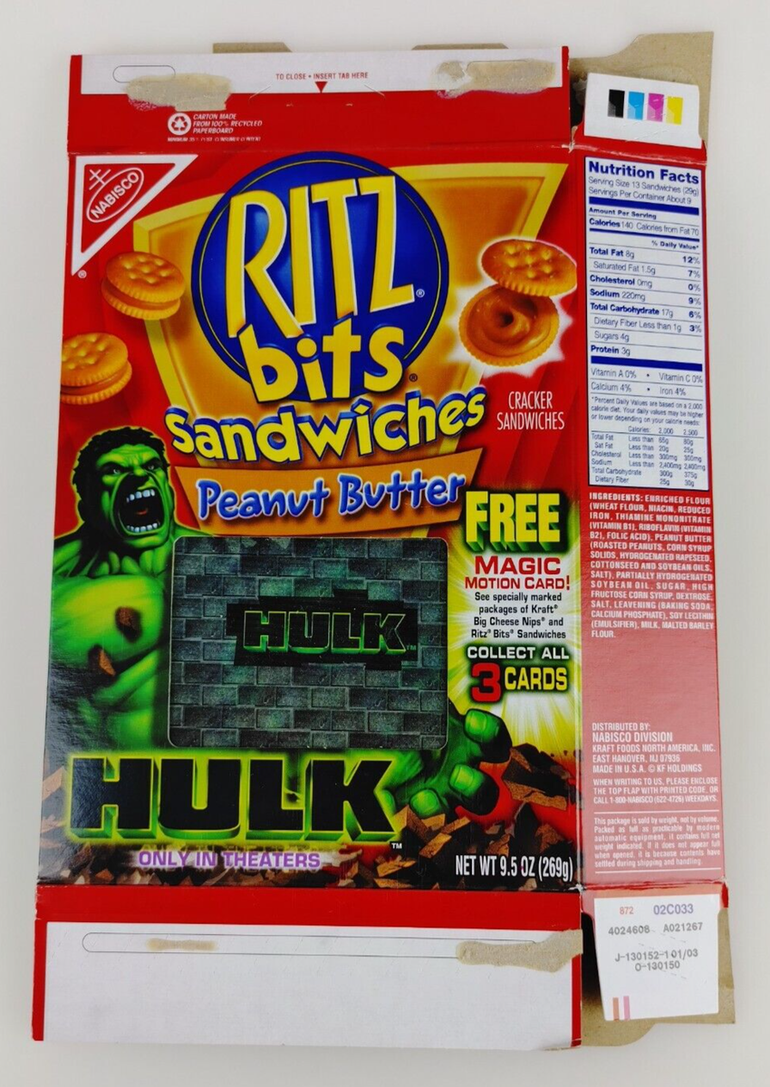 Hulk Lenticular Ritz Bits Cracker Sandwiches Box Empty Flat 2003