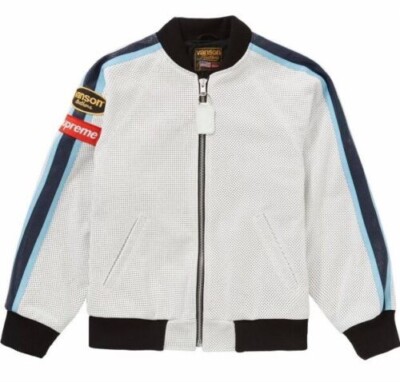 Supreme Vanson Leathers Perforated Bomber Jacket White Rare - NWT- XL