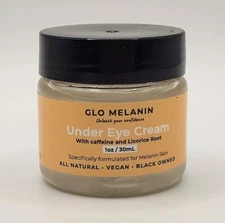 GLO MELANIN Under Eye Cream With Caffeine And Licorice Root 1oz Natural Vegan