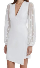 BCBG BCBGMAXAZRIA Illusion Floral Lace Mini Dress - Women s Size 0 - Off-White