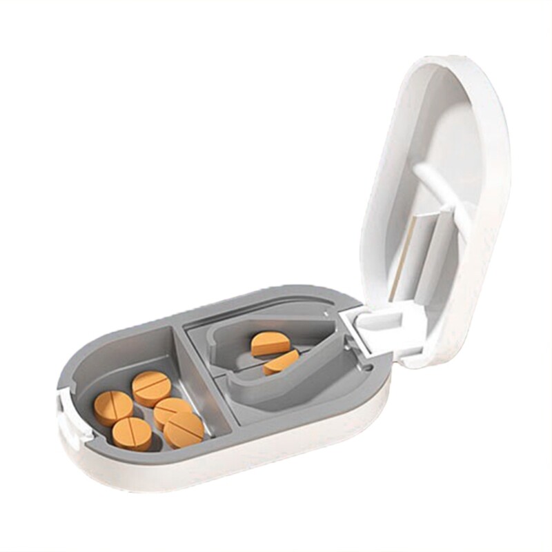 Pills Splitter Cuts Vitamin Cutting Box Portable Tablet Pills Dispenser