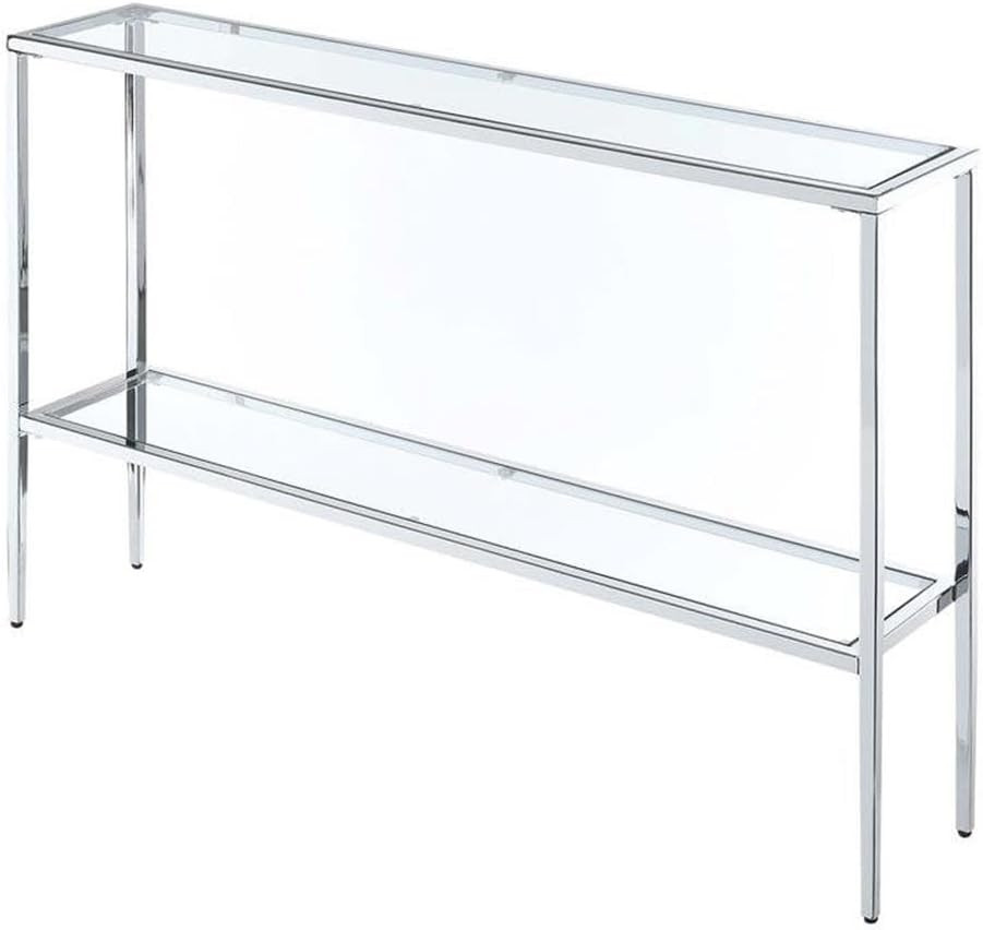 Nadia Chrome Console Table 47.25" - Contemporary Modern Sofa Table with Storage
