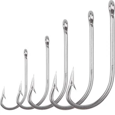 50pcs O'Shaughnessy Fishing Hooks Forged Long Shank J Fish Hooks Stainless Steel