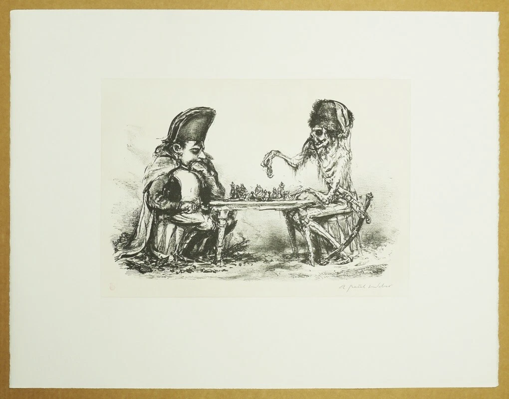 A. Paul Weber Napoleon und der russische Winter Lithographie 1978 handsigniert