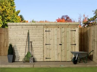 EMS RETAIL Empire 4000 Pent Garden Shed 9X4 SHIPLAP PRESSURE TREATED T&G DOUBLE DOOR RIGHT