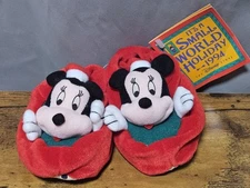 NWT VTG 1994 Santa Mickey Mouse Slippers for Kids ITS A SMALL WORLD DISNEY STORE