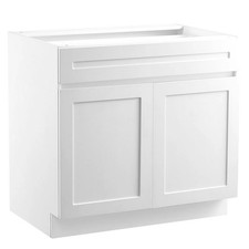 White Shaker Base Cabinet with Drawer, 30-Inch Unassembled Drawer Base Cabinet,