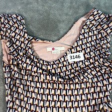 Boden Dress Women Size 6R Pink Navy Geometric Cowl Neck Cap Sleeve Midi J0654