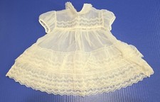 VTG Smocked Ruffled Lace Sheer Transparent Dress for Baby or Doll 18 mo.