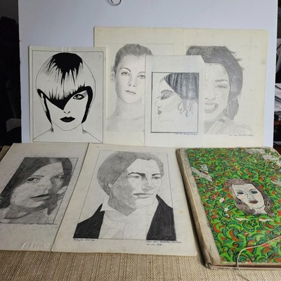 Vintage 1980's Art Sketchbook Portfolio Van den Bossche Marleen Fashion Beauty