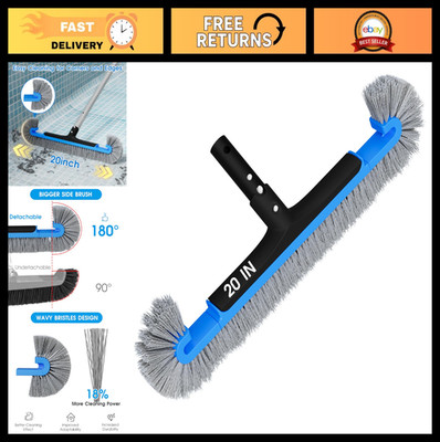 20'' Pool Brush Head for Cleaning Walls & Corners, Curved Wavy Nylon Bristles