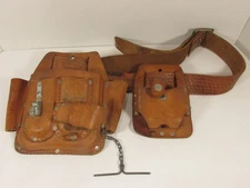 Nicholas Tool Belt Made in USA Top-Grain Cowhide No. 438 46in 2-Pouch Rig