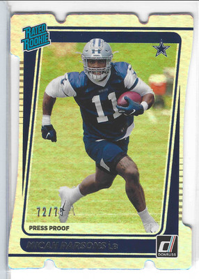 2021 Panini Donruss Micah Parsons Silver Press Proof Die-Cut /75 Cowboys Packers