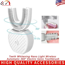 Teeth Whitening Nano Light Wireless Automatic 360° Electric Sonic Toothbrush US