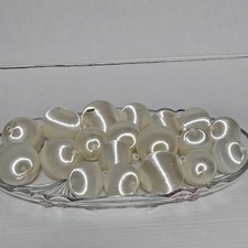 Lot of 19 Satin Ornaments White Christmas Ball Craft Plastic Hanger