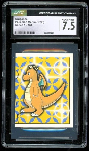 1998 Pokemon Merlin Topps Sticker #164 ~ Dragonite ~ CGC 7.5 NM+