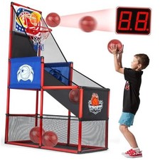 Basketball Arcade Game Set Indoor/Outdoor with LED Scoring and Cheer Sounds,