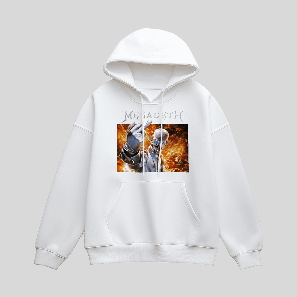 Megadeth I Dont Care White Black Hoodie XL L M Gildan Medium Large