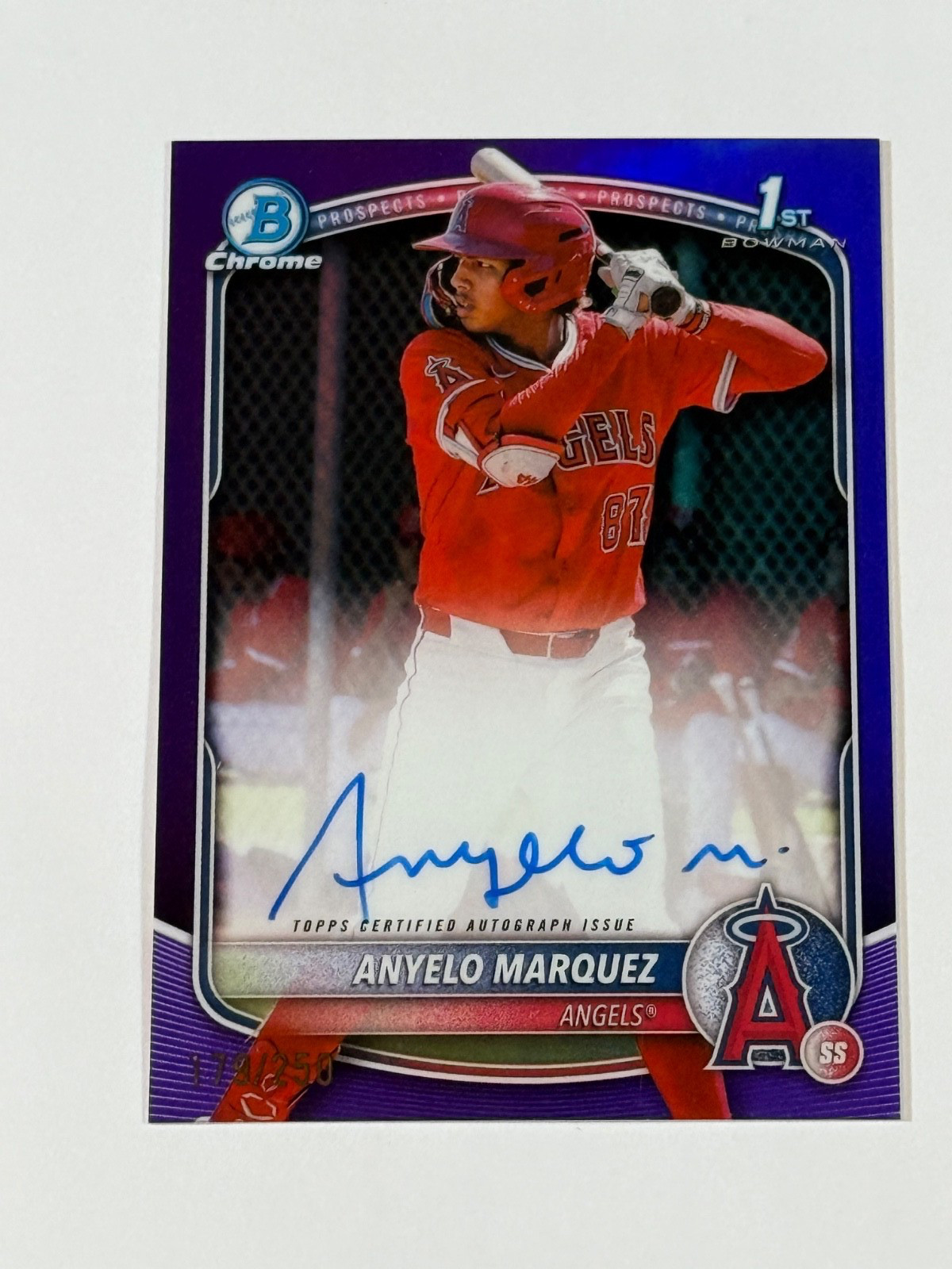 2025 Bowman Chrome Anyelo Marquez Auto Purple Refractor 1st #/250 🔥🔥