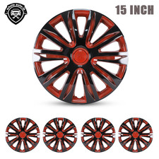 Set Of 4 15 Inch Blackred Full Rim Snap On Hub Caps Wheel Covers Fit R15 Tire