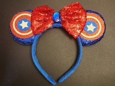 Captain America Minnie Mouse Sparkle Mickey Ears Marvel Avengers Bow