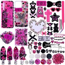 2867PCS Junk Phone Case Charms Kit,Pink Charm for DIY mini, Multicolor