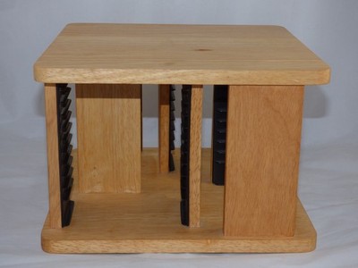 VTG Rotating 48 CD Wooden Storage Rack Spinning Carousel Music Vintage Organizer