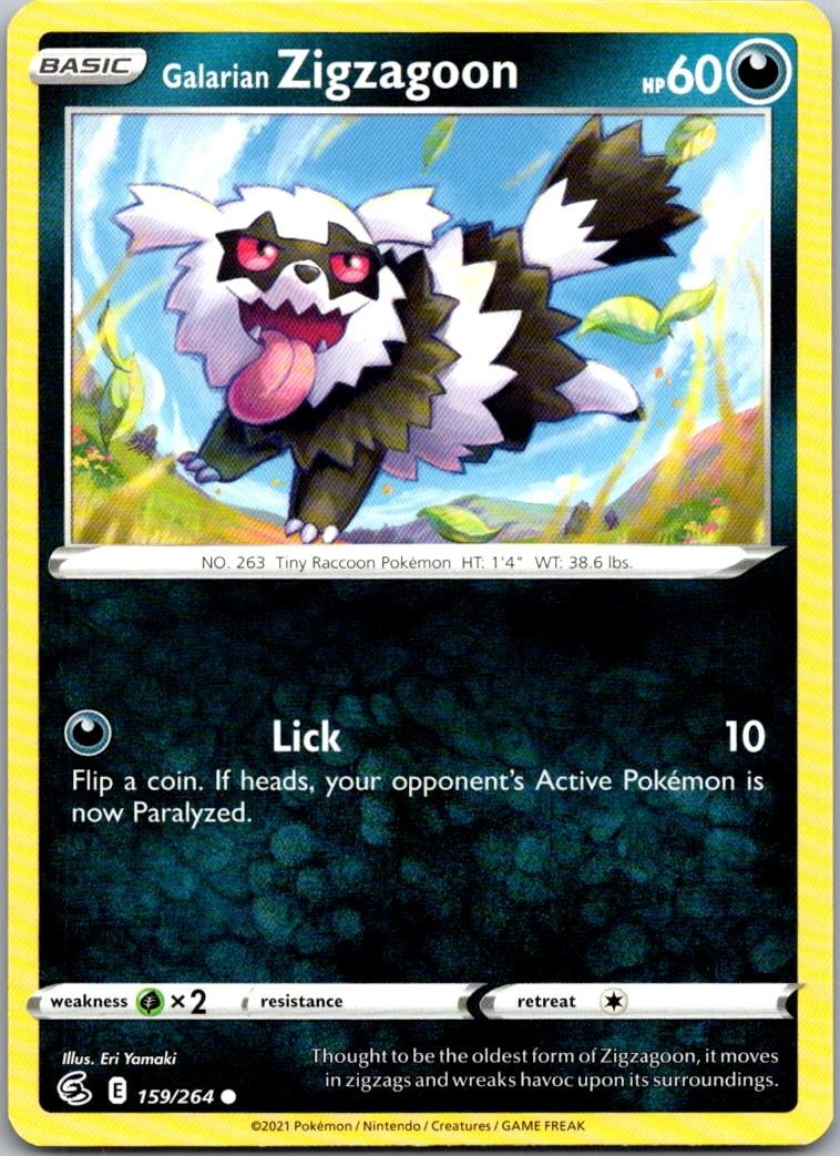 Galarian Zigzagoon 159/264 Common Fusion Strike Pokemon Near Mint