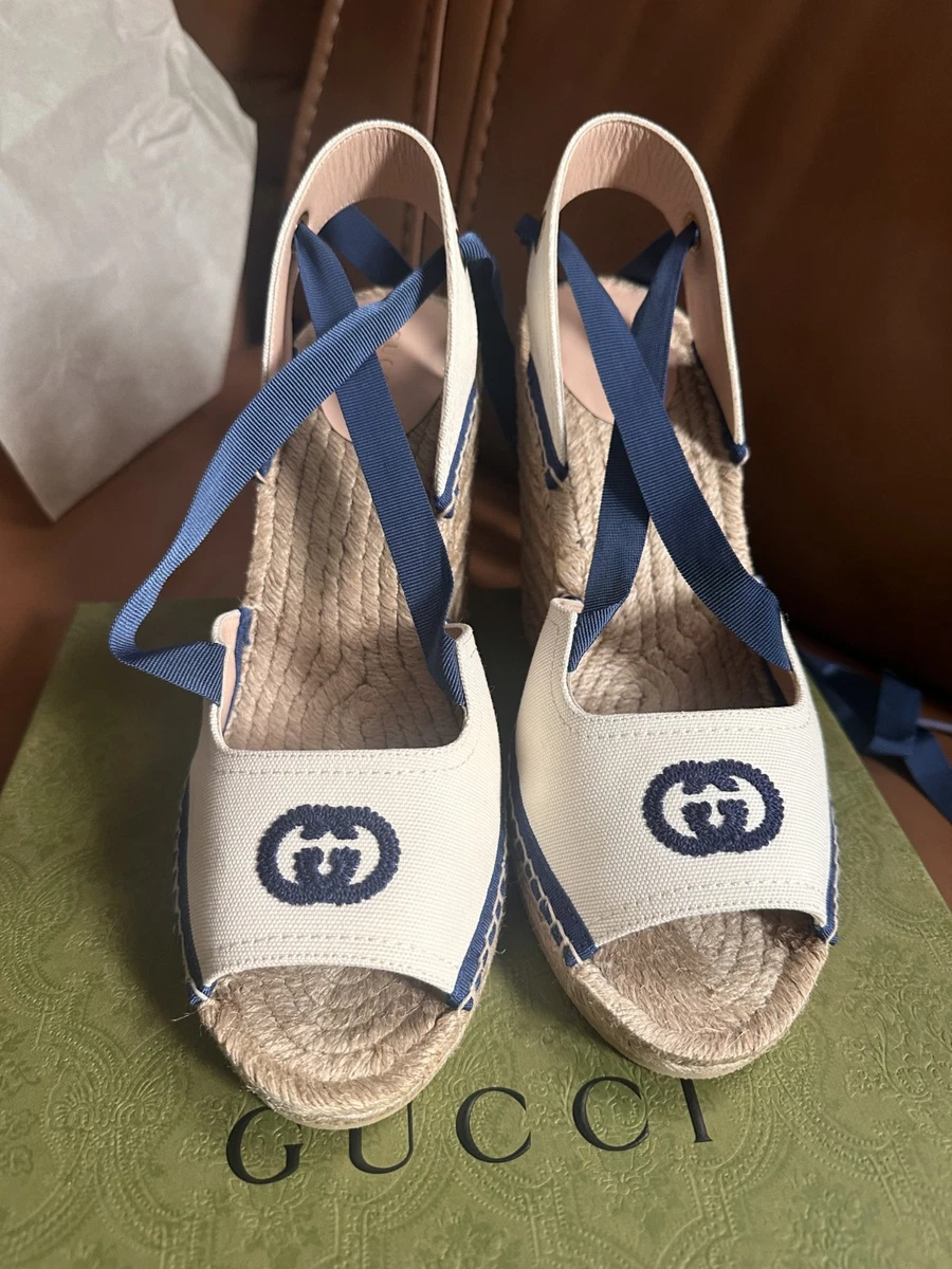 GUCCI ウェッジソール サンダル ライトブルー　袋付き Gucci Blue Sandals for Women for sale | eBay