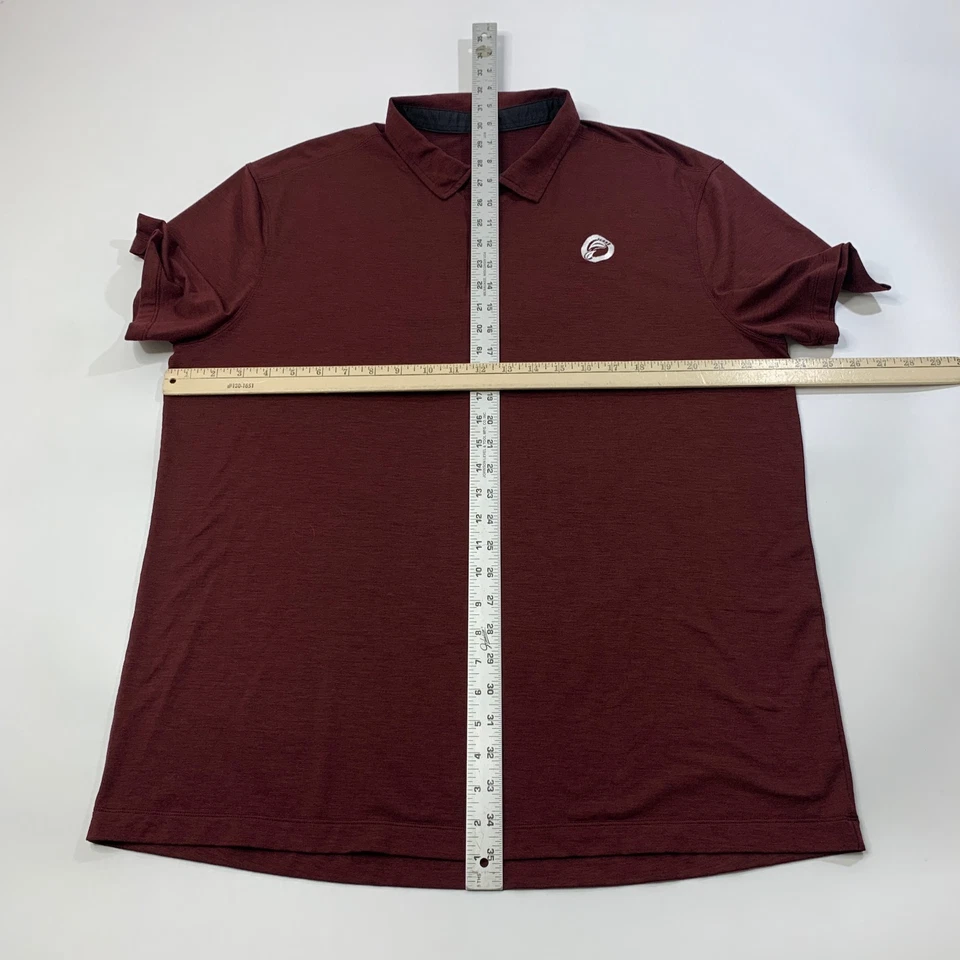 Lululemon Shirt Men XL Extra Large Burgundy Short Sleeve Golf Lightweight LOGO - Image 4 of 4