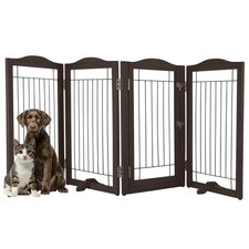 Dog Gate 4-Panel Foldable Indoor Pet Fence 80x32in Extra Wide Dog Gate