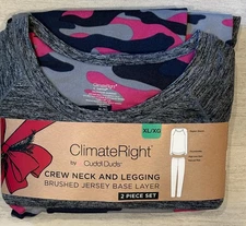 ClimateRight by Cuddl Duds Women's Size XL/XG Pajamas Base Layer  Gray Camo