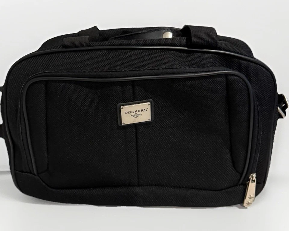 Bolso de viaje negro Dockers para pasar la noche con correa y hombro Foto 3 de 4