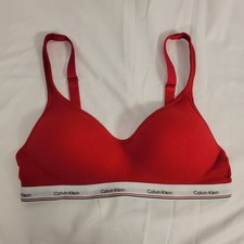 Calvin Klein Modern Cotton Lift Bralette Womens Medium Red Logo Band