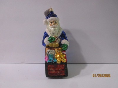Christopher Radko Christmas Tree Ornament w/Tag Santa Claus with Toy Chest