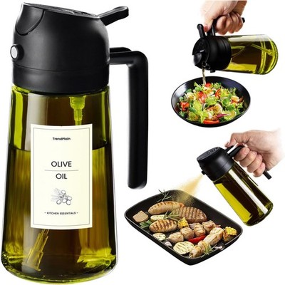 16oz / 470ml Olive Oil Spray Bottle - 2-in-1 Oil Dispenser & Sprayer for Cook...