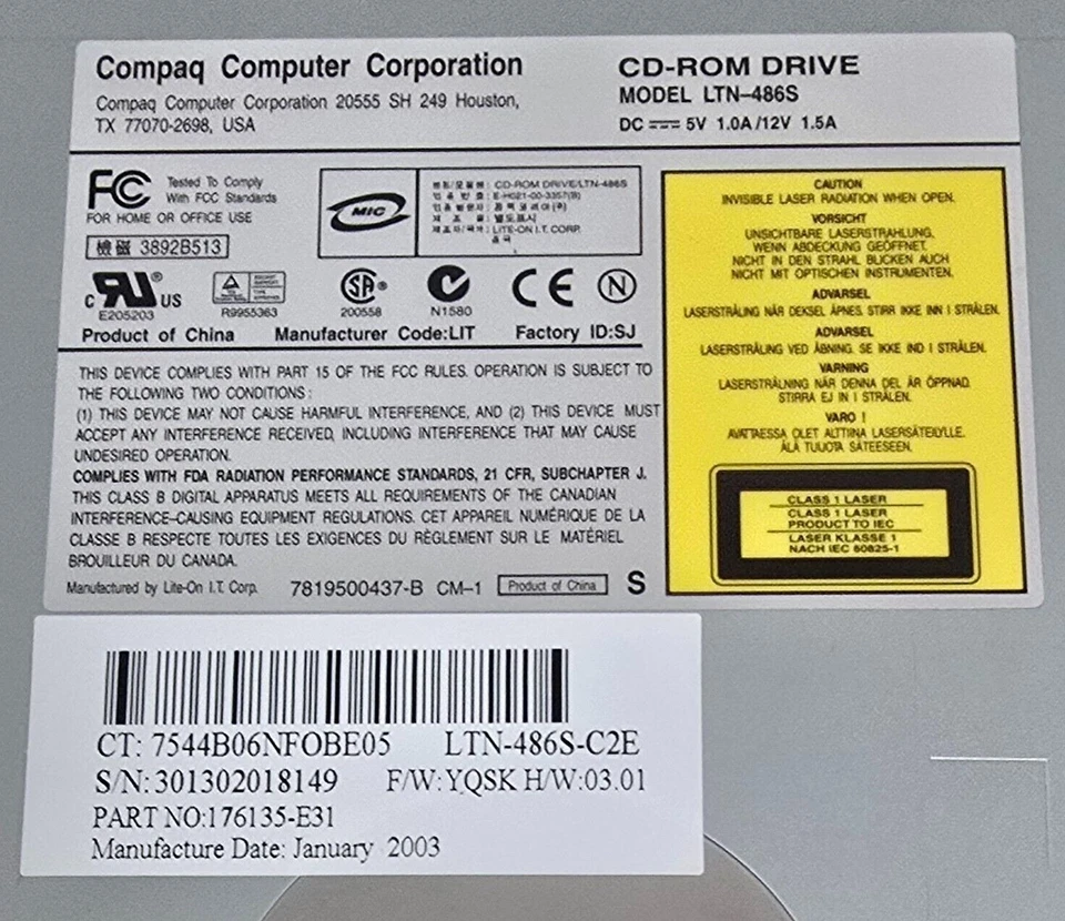Compaq LTN-486S CD Rom Drive -1 - Image 2 of 3